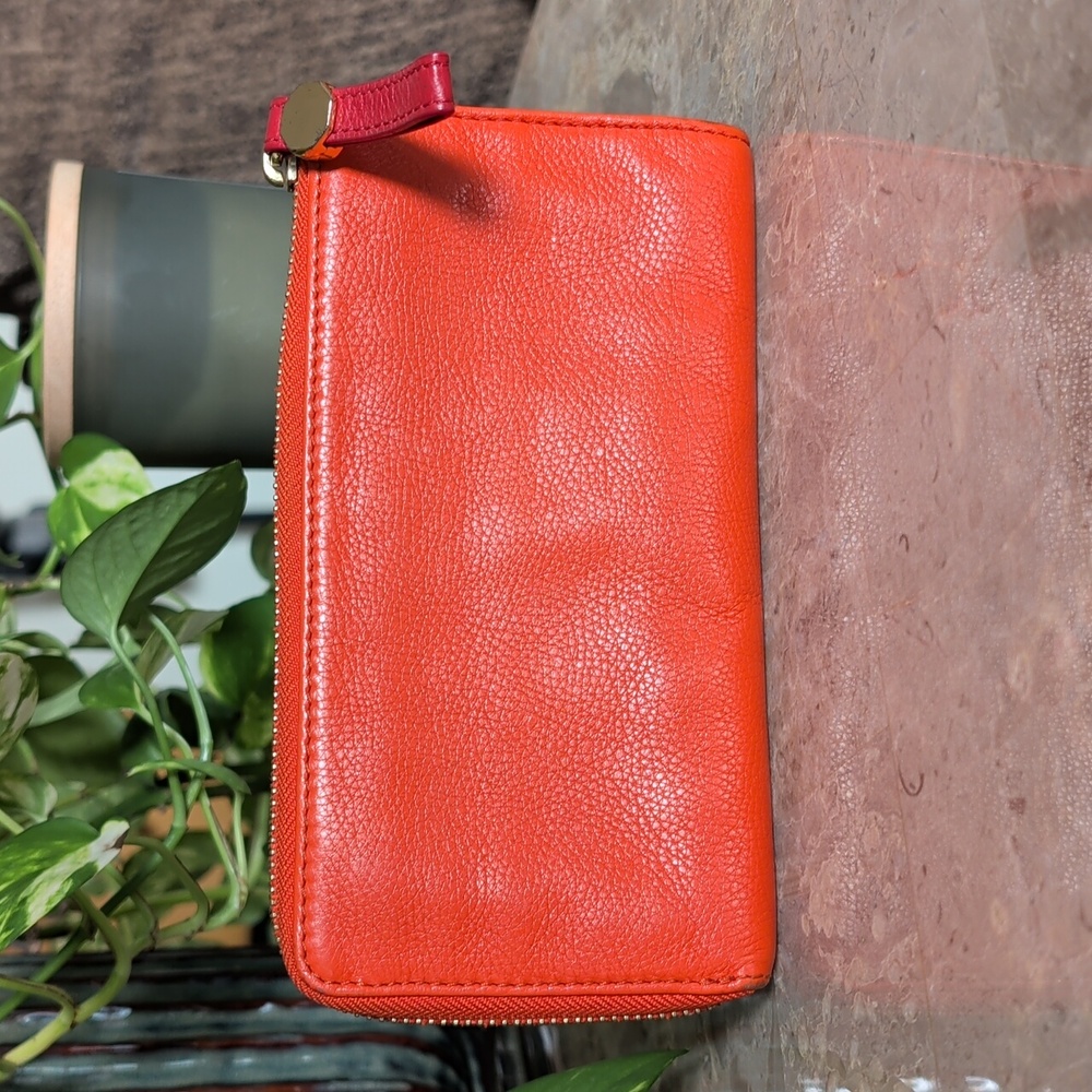 LIKE NEW Tory Burch Orange & Purple Wallet - Picture 3 of 11